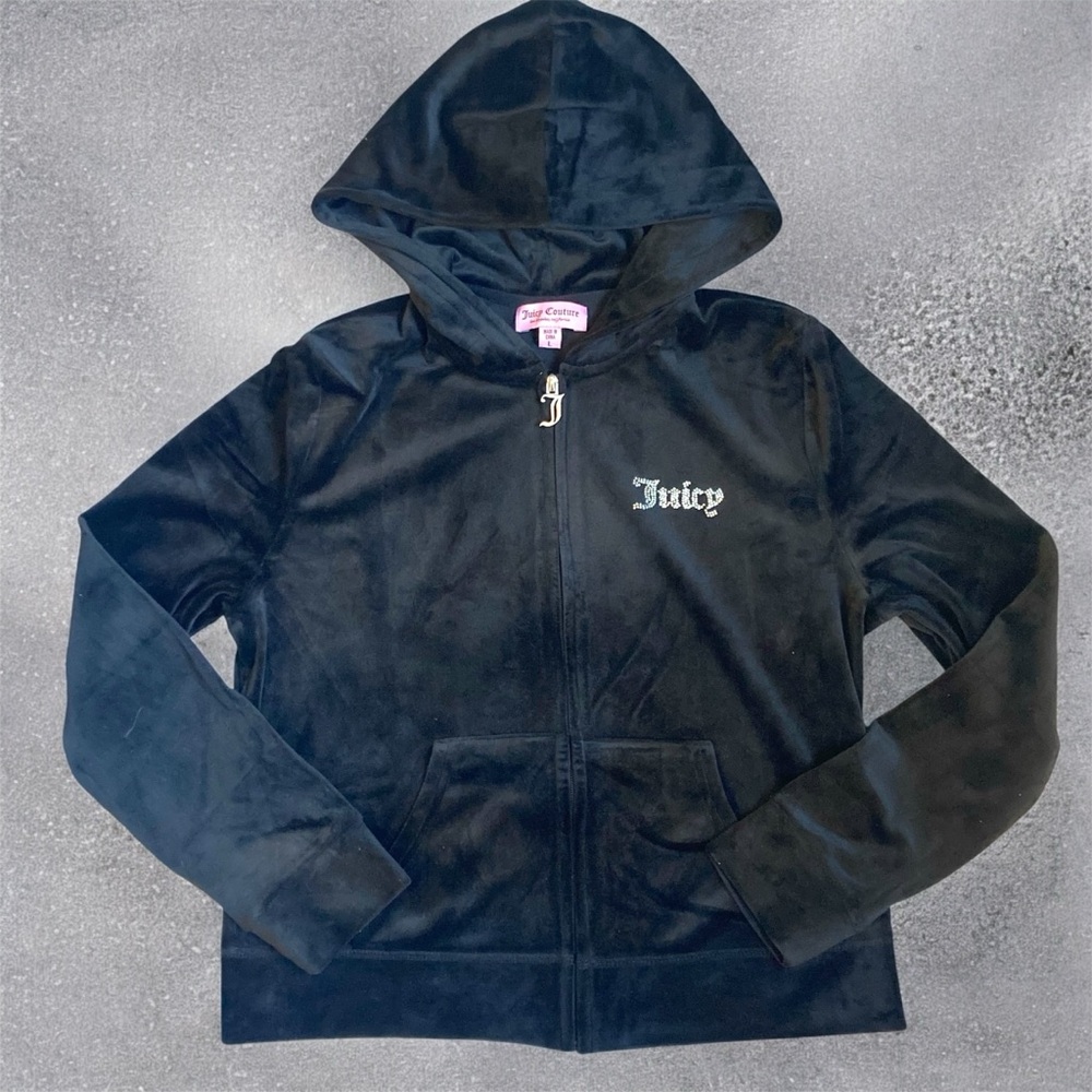 Juicy Couture Velour Black Zip Up Hoodie